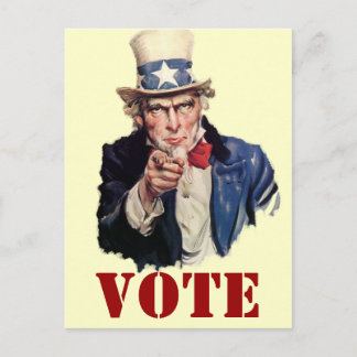 Uncle Sam Patriotic VOTE Designs Postkarte