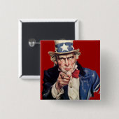 Uncle Sam Patriotische ABSTIMMUNG Entwürfe Button (Vorne & Hinten)