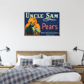 Uncle Sam Pear Crate LabelWapato, WA Leinwanddruck (Insitu (Schlafzimmer))