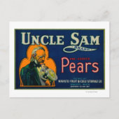Uncle Sam Pear Crate LabelWapato, WA Postkarte (Vorderseite)