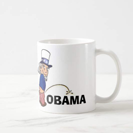 Uncle Sam Pinkelnd auf Obama Kaffeetasse (Rechts)