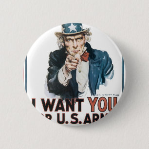Uncle Sam Plakat, Amerika. Ich will Sie für… Button