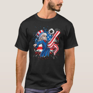 Uncle Sam Play Soccer American Flag Happy 4. J T-Shirt