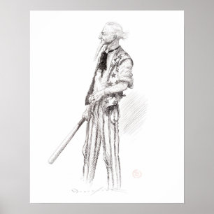 Uncle Sam Plays Ball, Art Print Poster