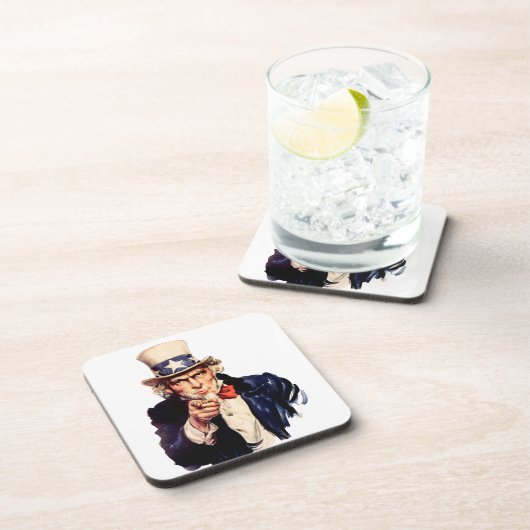 Uncle Sam Pointing Finger Getränkeuntersetzer (Rechte Seite)