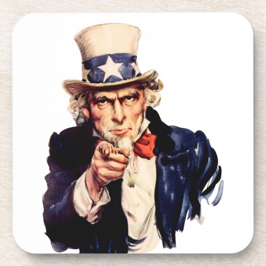 Uncle Sam Pointing Finger Getränkeuntersetzer (Vorderseite)