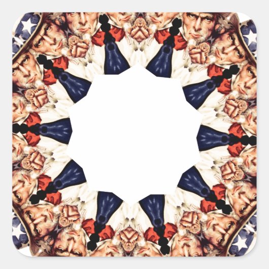 Uncle Sam Pointing Finger Kaleidoscope Quadratischer Aufkleber (Vorderseite)