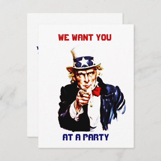 UNCLE SAM POSITION PARTY EINLADUNG ~EZ2 CUSTOMIZE (Vorne/Hinten)
