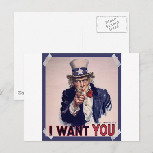 Uncle Sam Poster Hochwertige Postkarten (Vorne/Hinten)