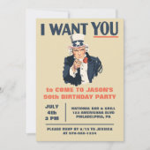Uncle Sam Poster Patriotic Birthday Einladung (Vorderseite)