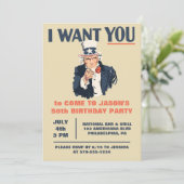 Uncle Sam Poster Patriotic Birthday Einladung (Stehend Vorderseite)
