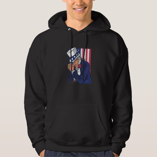 Uncle Sam Praying Us American Patriotic Culture 4t Hoodie (Vorderseite)