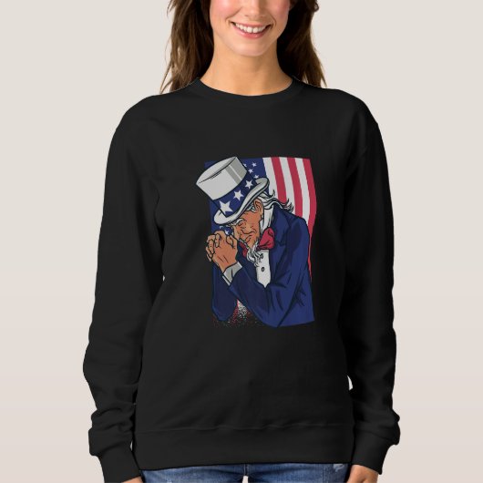 Uncle Sam Praying Us American Patriotic Culture 4t Sweatshirt (Vorderseite)