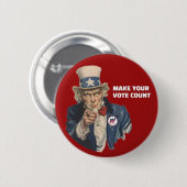 Uncle Sam Prohibition Party Button (Vorne & Hinten)