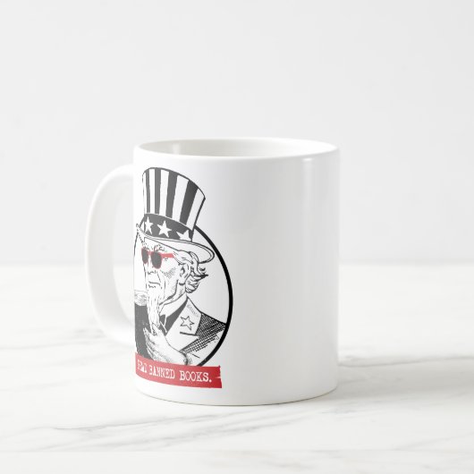 Uncle Sam Reads Banned Books Kaffeetasse (Vorderseite Links)