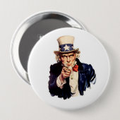 UNCLE SAM RED WHUE BLUE PATRIOTIC BUTTON (Vorne & Hinten)