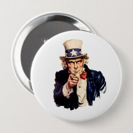 UNCLE SAM RED WHUE BLUE PATRIOTIC BUTTON