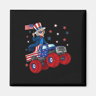 Uncle Sam Riding Monster Truck 4. Juli Fun Boy Magnet