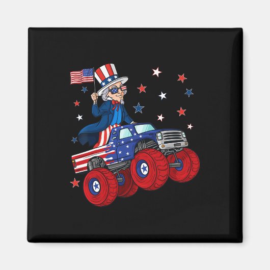 Uncle Sam Riding Monster Truck 4. Juli Fun Boy Magnet (Vorne)