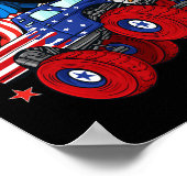 Uncle Sam Riding Monster Truck 4. Juli Fun Boy Poster (Ecke)