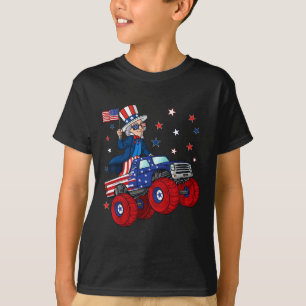 Uncle Sam Riding Monster Truck 4. Juli Fun Boy T-Shirt