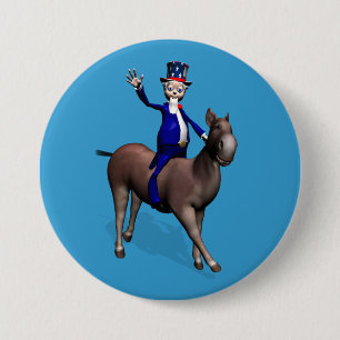 Uncle Sam Riding on Donkey Button