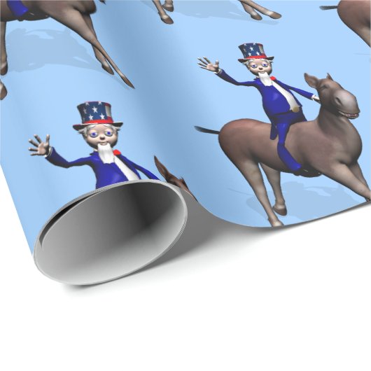 Uncle Sam Riding on Donkey Geschenkpapier (Rolleneckpunkt)