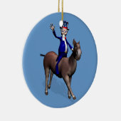 Uncle Sam Riding on Donkey Keramik Ornament (Rechts)