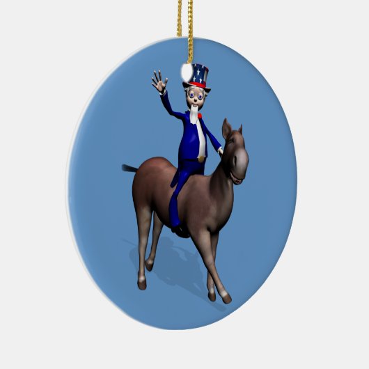 Uncle Sam Riding on Donkey Keramik Ornament (Rechts)