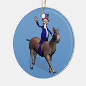 Uncle Sam Riding on Donkey Keramik Ornament (Links)