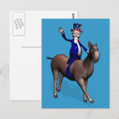 Uncle Sam Riding on Donkey Postkarte (Vorne/Hinten)