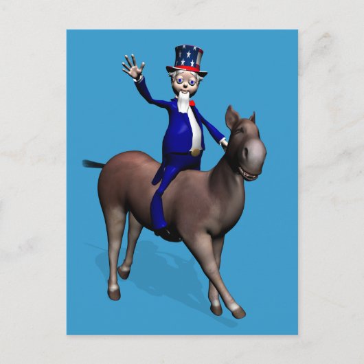 Uncle Sam Riding on Donkey Postkarte (Vorderseite)