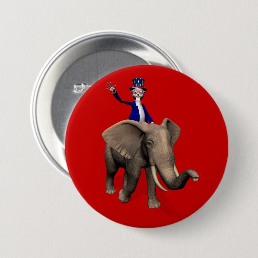 Uncle Sam Riding on Elephant Button (Vorne & Hinten)