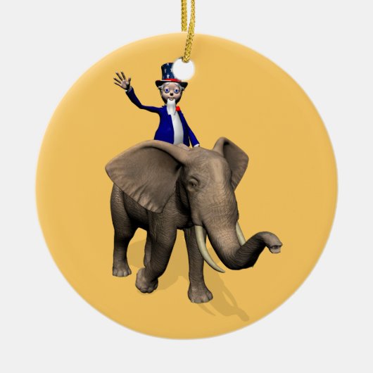Uncle Sam Riding on Elephant Keramikornament (Vorne)