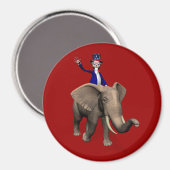 Uncle Sam Riding on Elephant Magnet (Vorderseite/Rückseite)