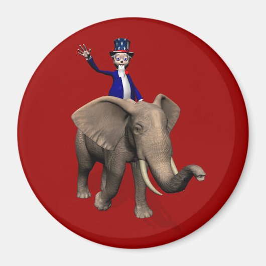 Uncle Sam Riding on Elephant Magnet (Vorne)