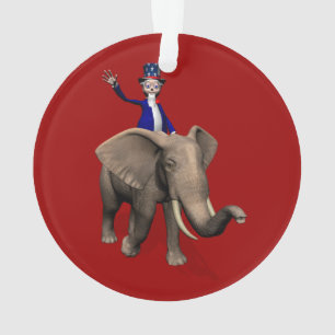 Uncle Sam Riding on Elephant Ornament