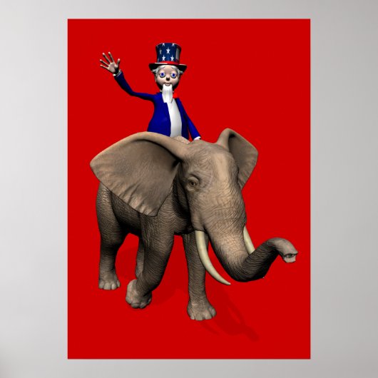 Uncle Sam Riding on Elephant Poster (Vorne)