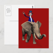 Uncle Sam Riding on Elephant Postkarte (Vorne/Hinten)
