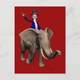 Uncle Sam Riding on Elephant Postkarte
