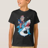 Uncle Sam Riding Shark T Shirt 4. Juli Kids BO (Vorderseite)