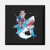 Uncle Sam Riding Shark T Shirt 4. Juli Kids BO Magnet (Vorne)