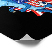 Uncle Sam riding T Rex 4. Juli Jungs Mädchen Kinde Poster (Ecke)