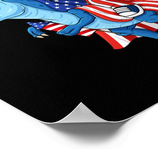 Uncle Sam riding T Rex 4. Juli Jungs Mädchen Kinde Poster (Ecke)