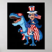 Uncle Sam riding T Rex 4. Juli Jungs Mädchen Kinde Poster (Vorne)