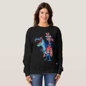 Uncle Sam riding T Rex 4. Juli Jungs Mädchen Kinde Sweatshirt (Vorne ganz)
