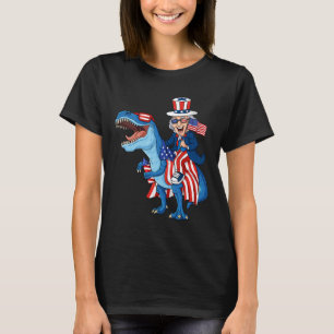 Uncle Sam riding T Rex 4. Juli Jungs Mädchen Kinde T-Shirt