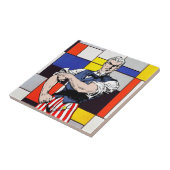 Uncle Sam rollt mit Piet Mondrian Drehung auf Fliese (Seite)