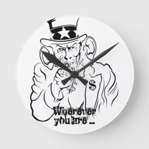 Uncle Sam Round Clock Runde Wanduhr