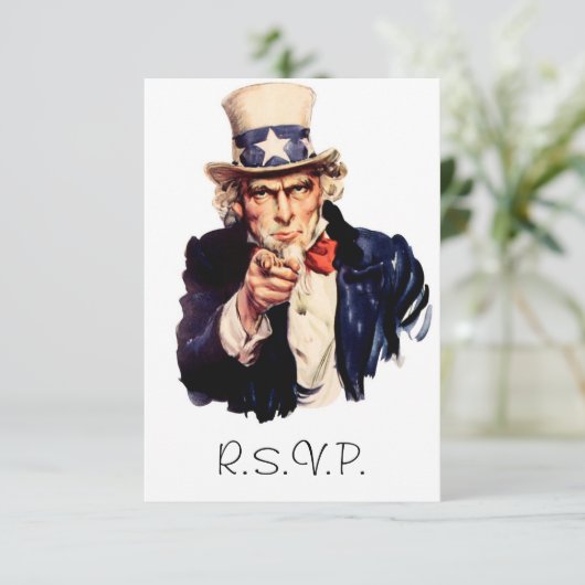 Uncle Sam RSVP Card (Stehend Vorderseite)